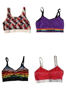 TomboyX - size small lot (3 V Neck Bralettes and 1 Essentials Soft Bra)